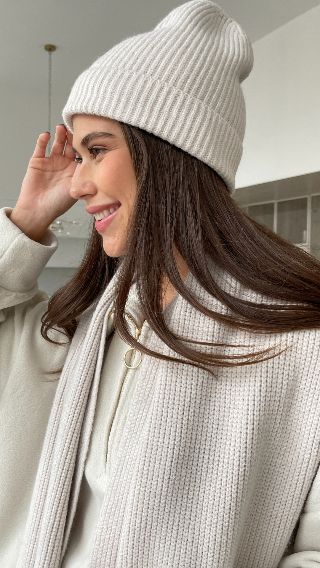 Jana Knitted Ribbed Hat - Ivory