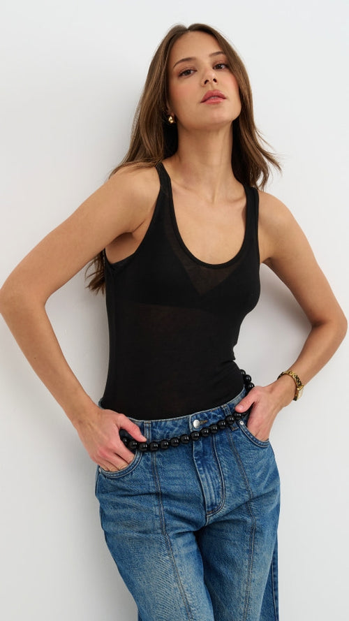 LOLA CASHMERE JERSEY VEST - BLACK