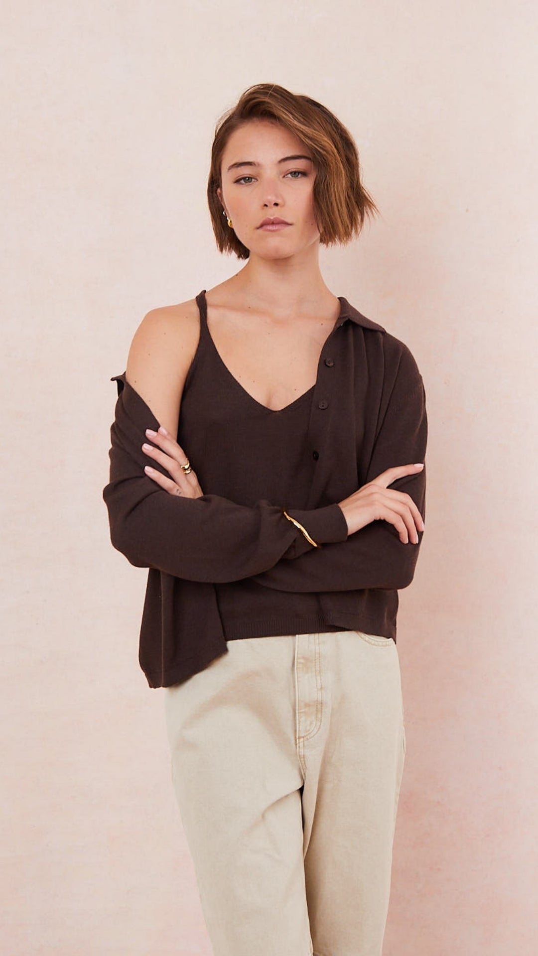 Kora Knitted Twin Set - Espresso