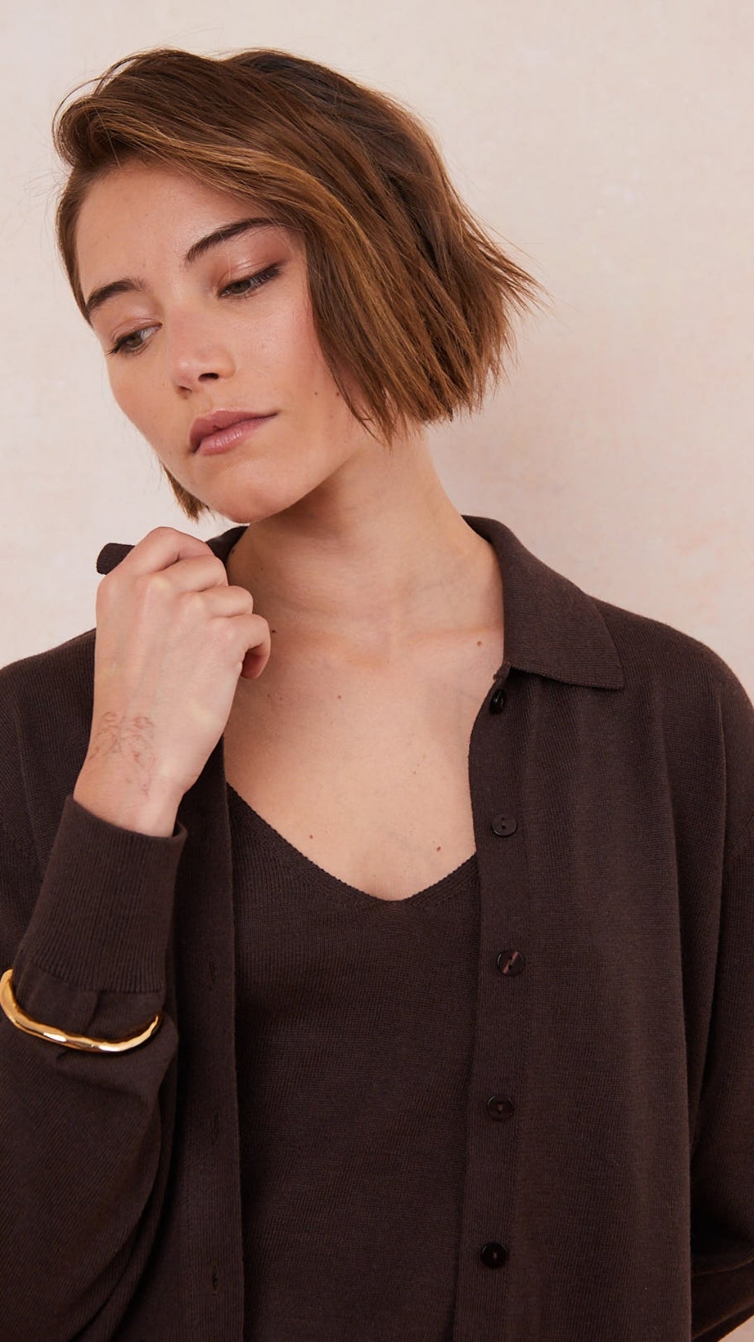 Kora Knitted Twin Set - Espresso