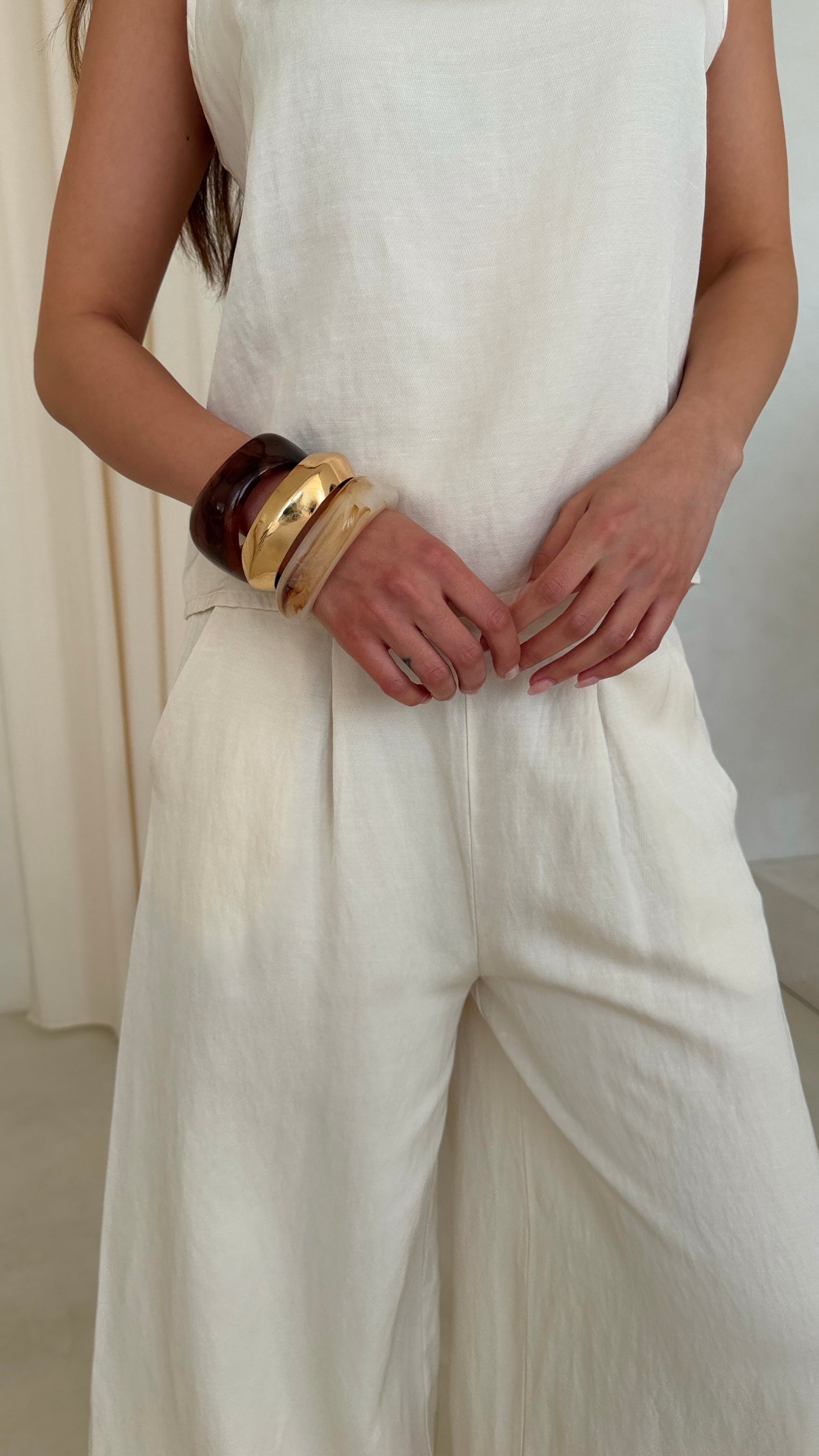 Flavia Tencel Linen Trousers - Ivory