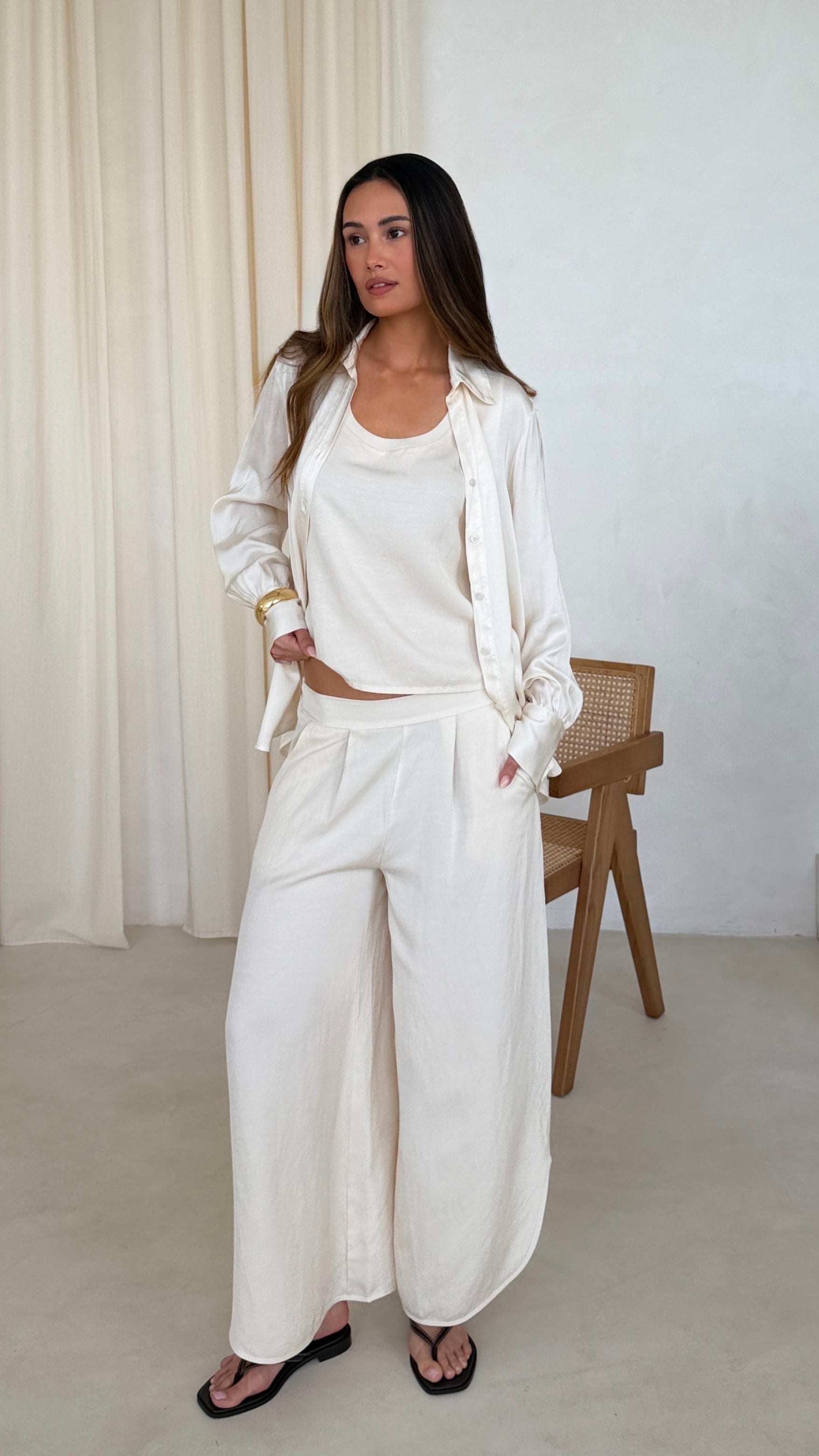 Fione Tencel Linen Top  - Ivory