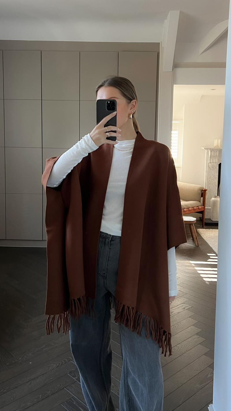 LILY PONCHO - COFFEE