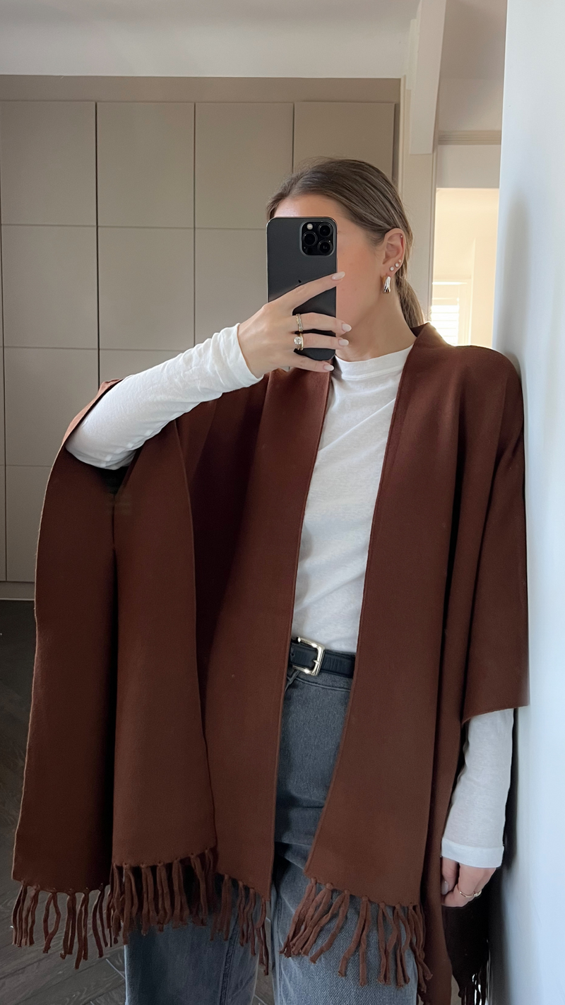 LILY PONCHO - COFFEE
