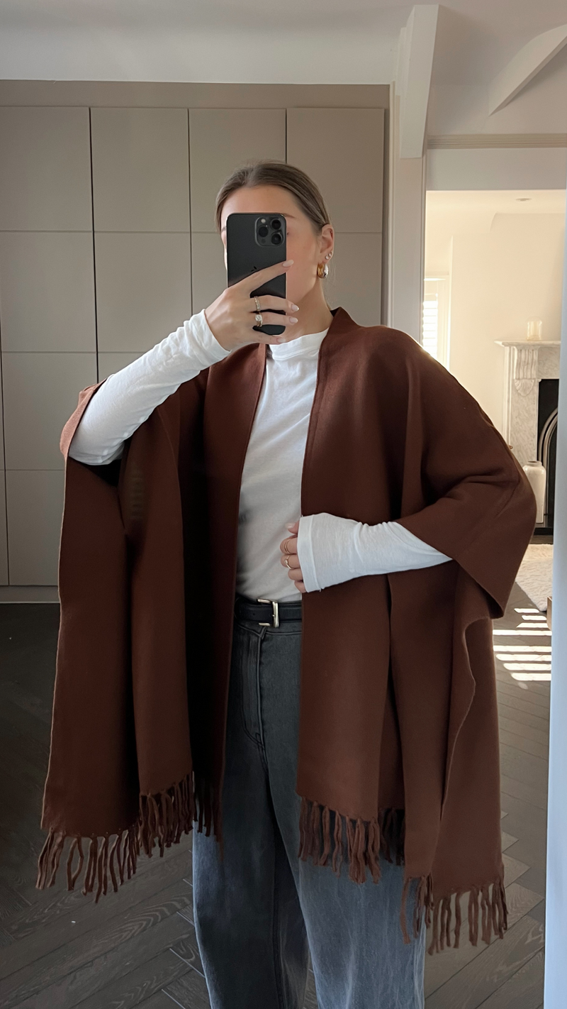 LILY PONCHO - COFFEE