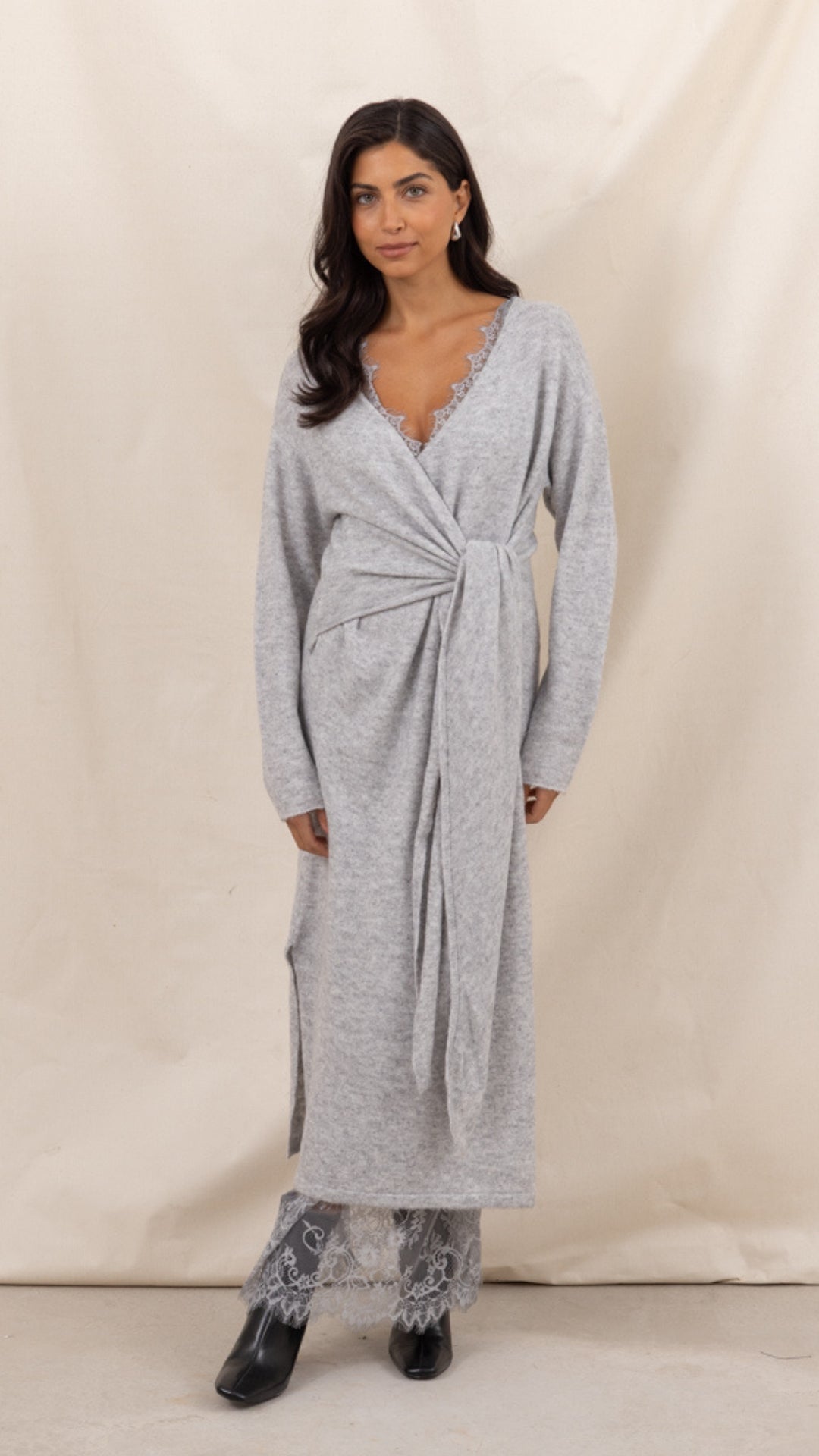 Keira Knit Wrap Dress - Cloud Grey