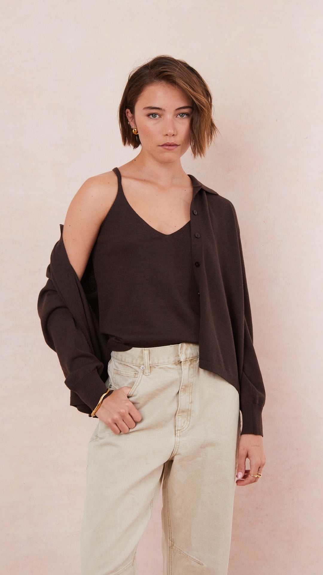 Kora Knitted Twin Set - Espresso