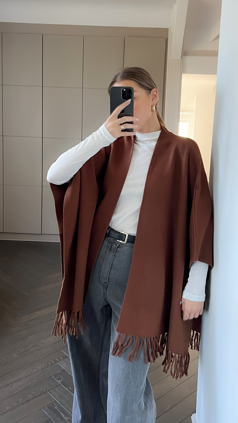 LILY PONCHO - COFFEE
