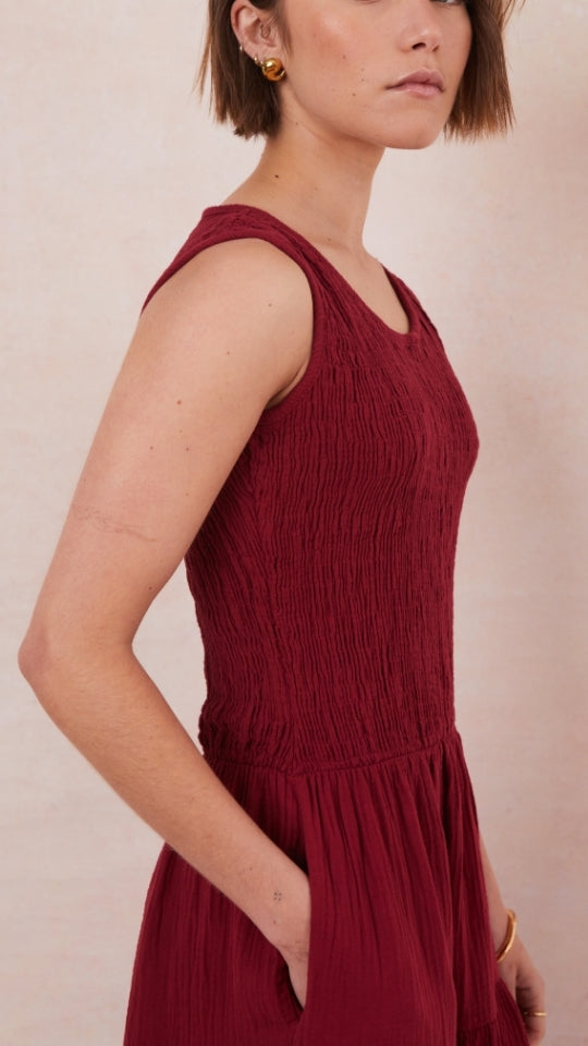 Mel Cotton  Dress - Wine