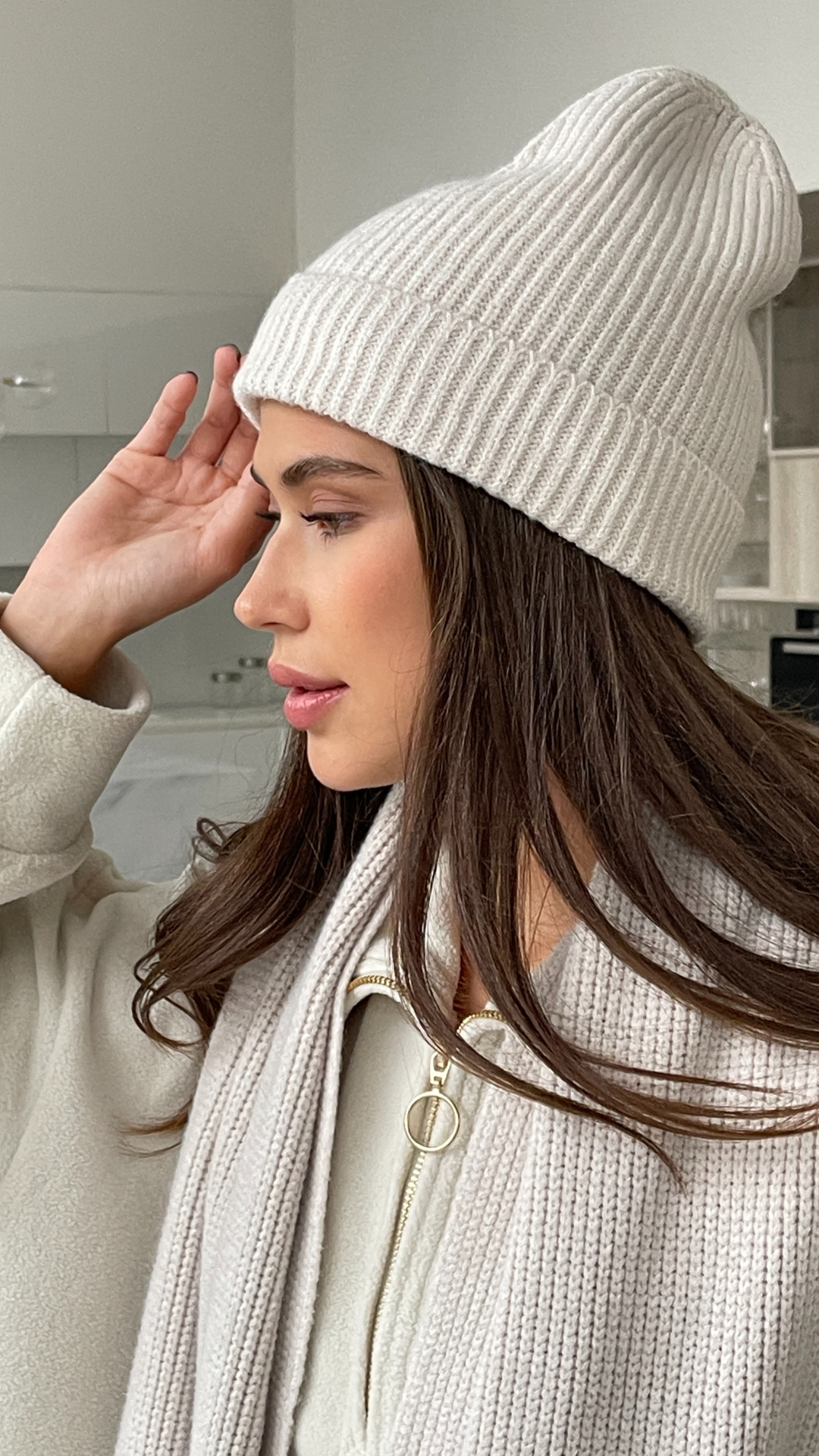 Jana Knitted Ribbed Hat - Ivory