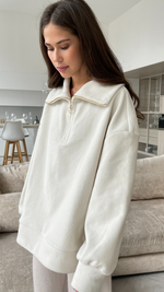 SOPHIE HALF ZIP SWEATER - OFF WHITE