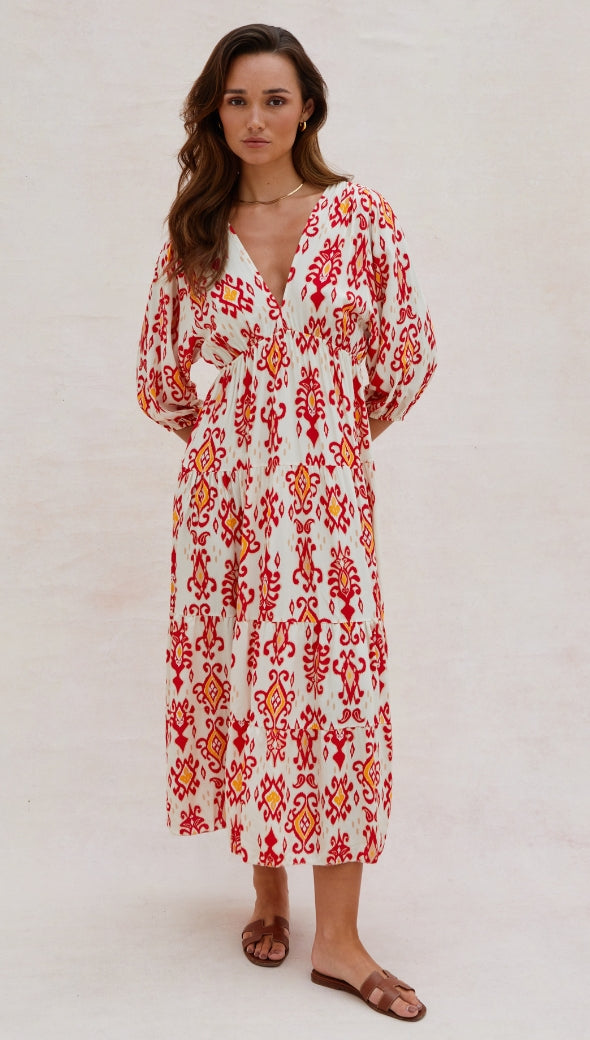 FIONA DRESS - RED PRINT