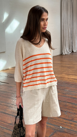 GRACE BOUCLÉ TEE - ECRU TANGERINE STRIPES