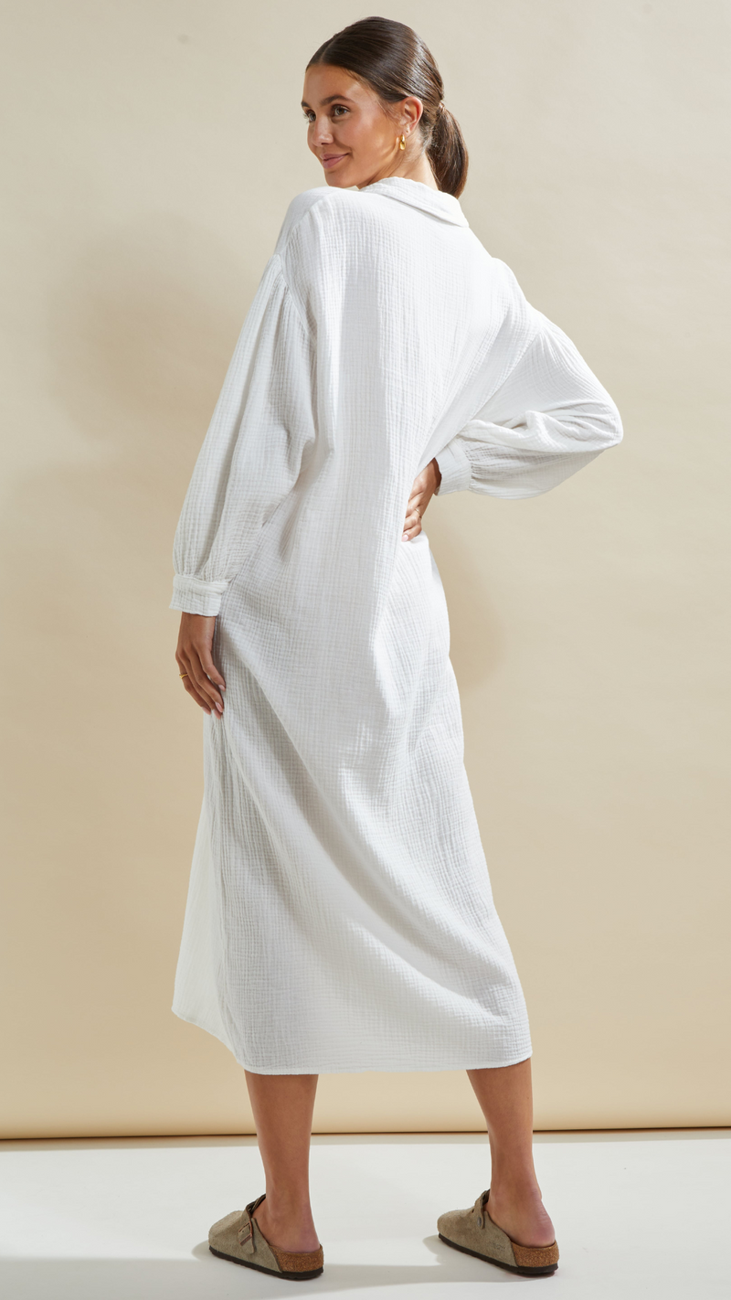 PALMA SHIRT DRESS - WHITE