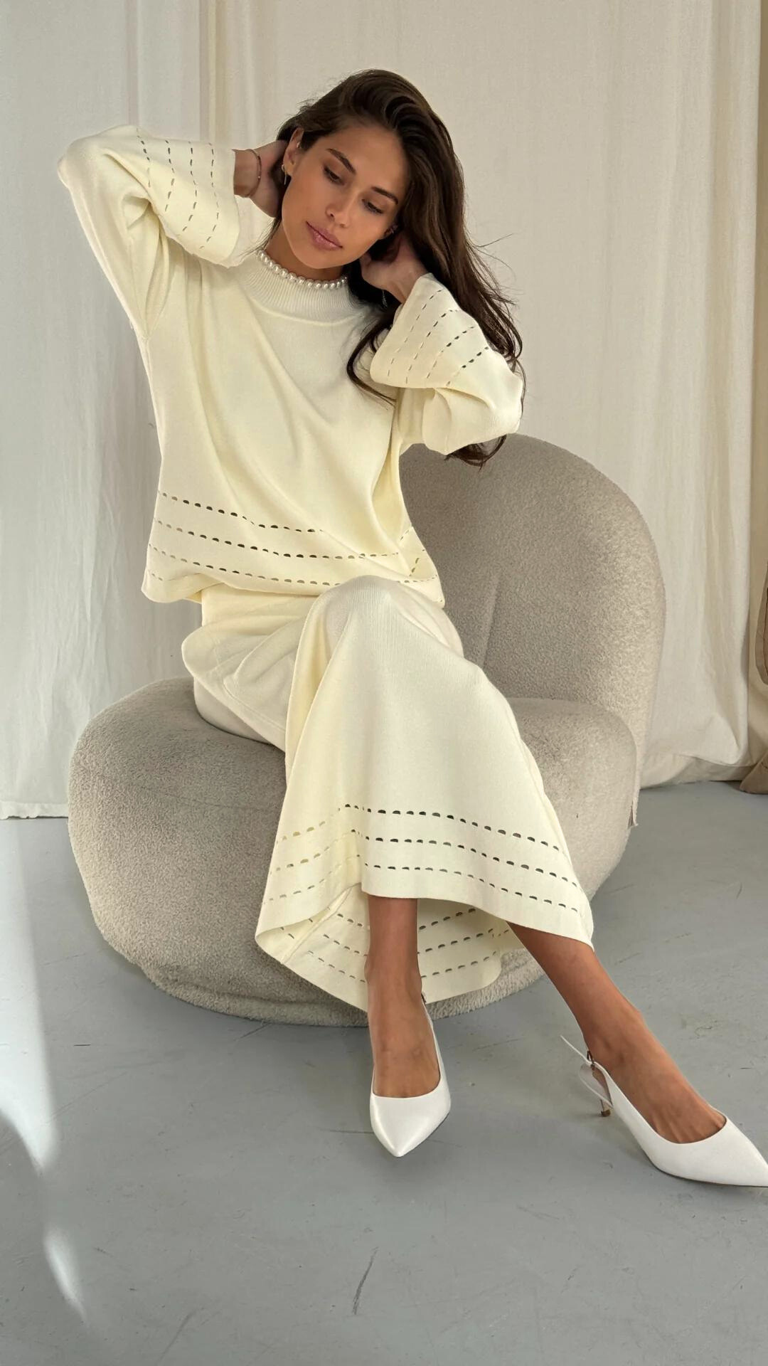 Blair Knitted Top - Cream