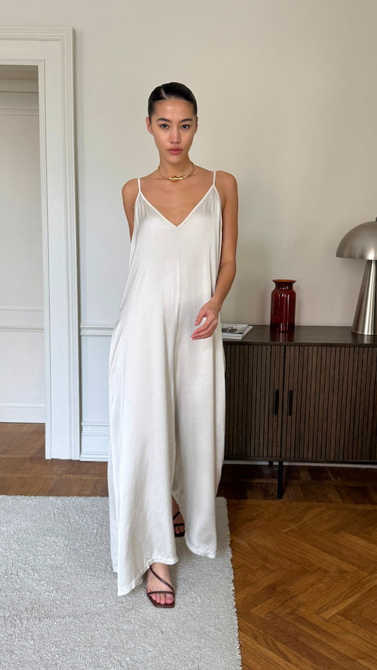 Natalie Satin Jumpsuit - Ivory