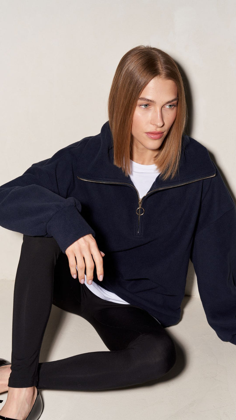 SOPHIE HALF ZIP SWEATER - NAVY