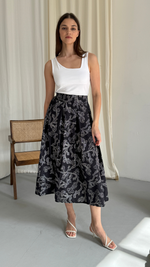 ADIRA SKIRT - BLACK PRINT