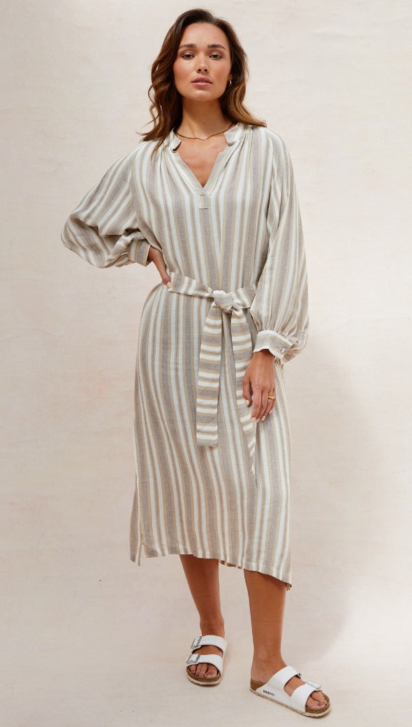 INES KAFTAN - TAUPE STRIPE