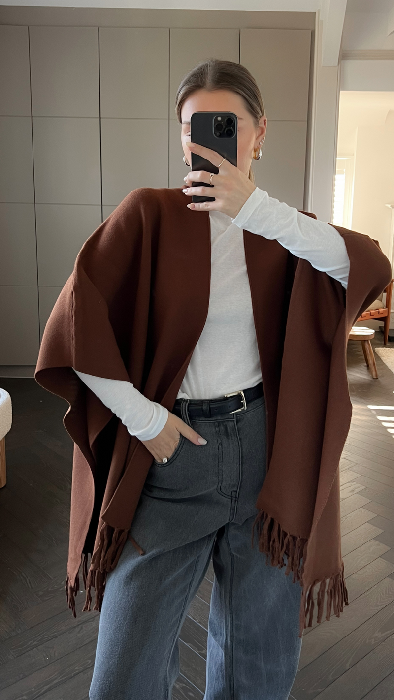 LILY PONCHO - COFFEE