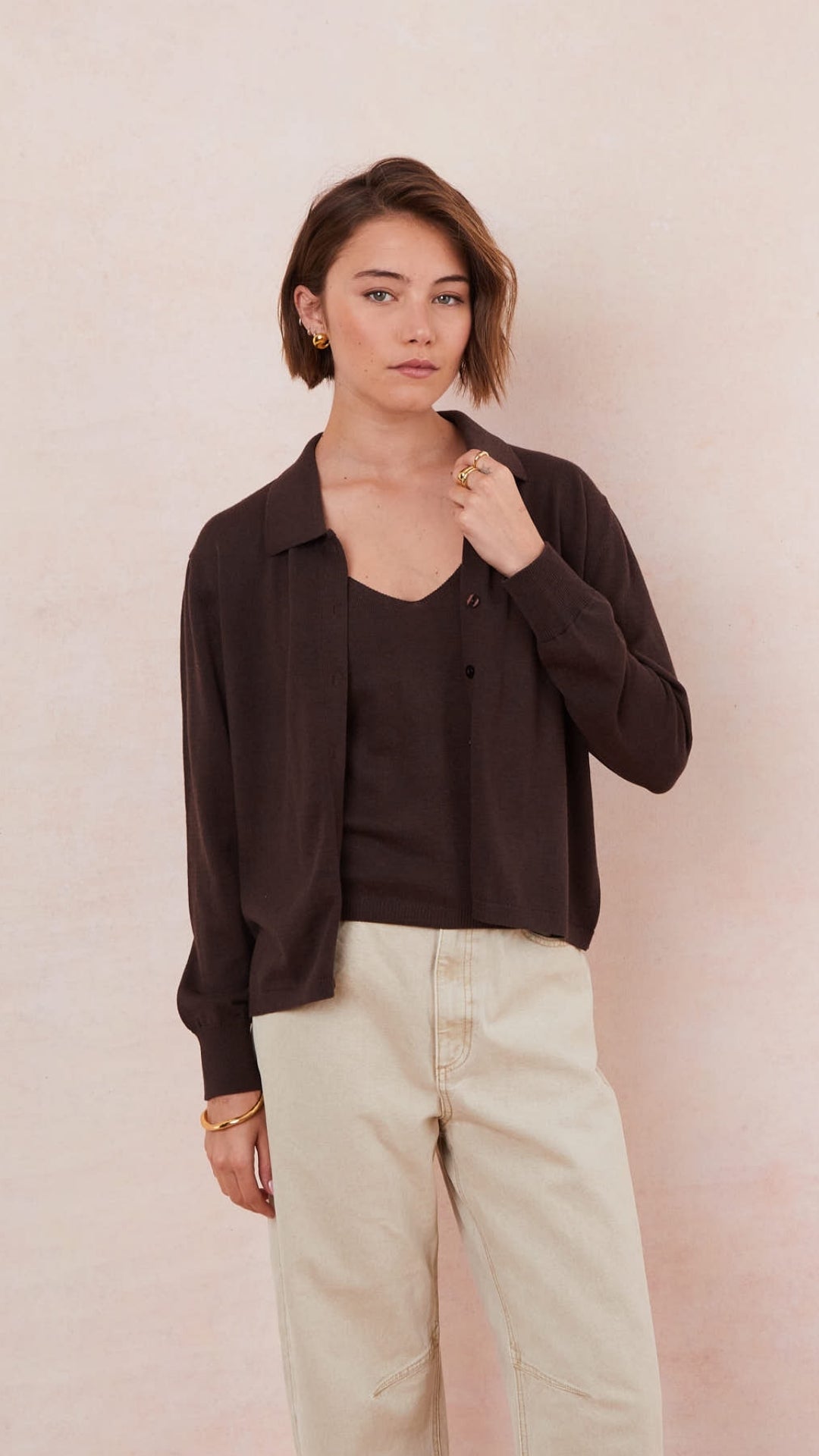 Kora Knitted Twin Set - Espresso