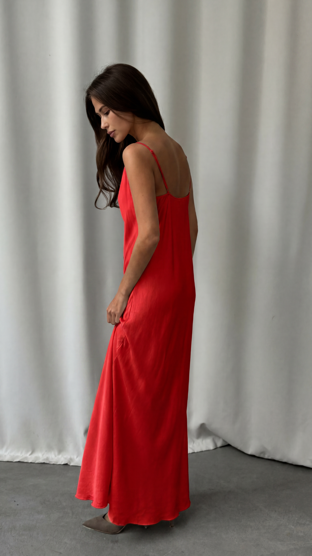 Alena Satin Dress - Red