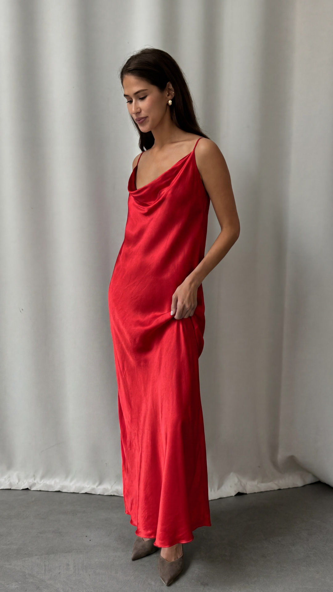 Alena Satin Dress - Red