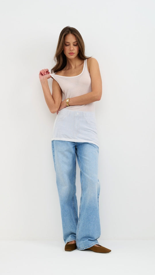 Lola Cashmere Jersey Vest - White
