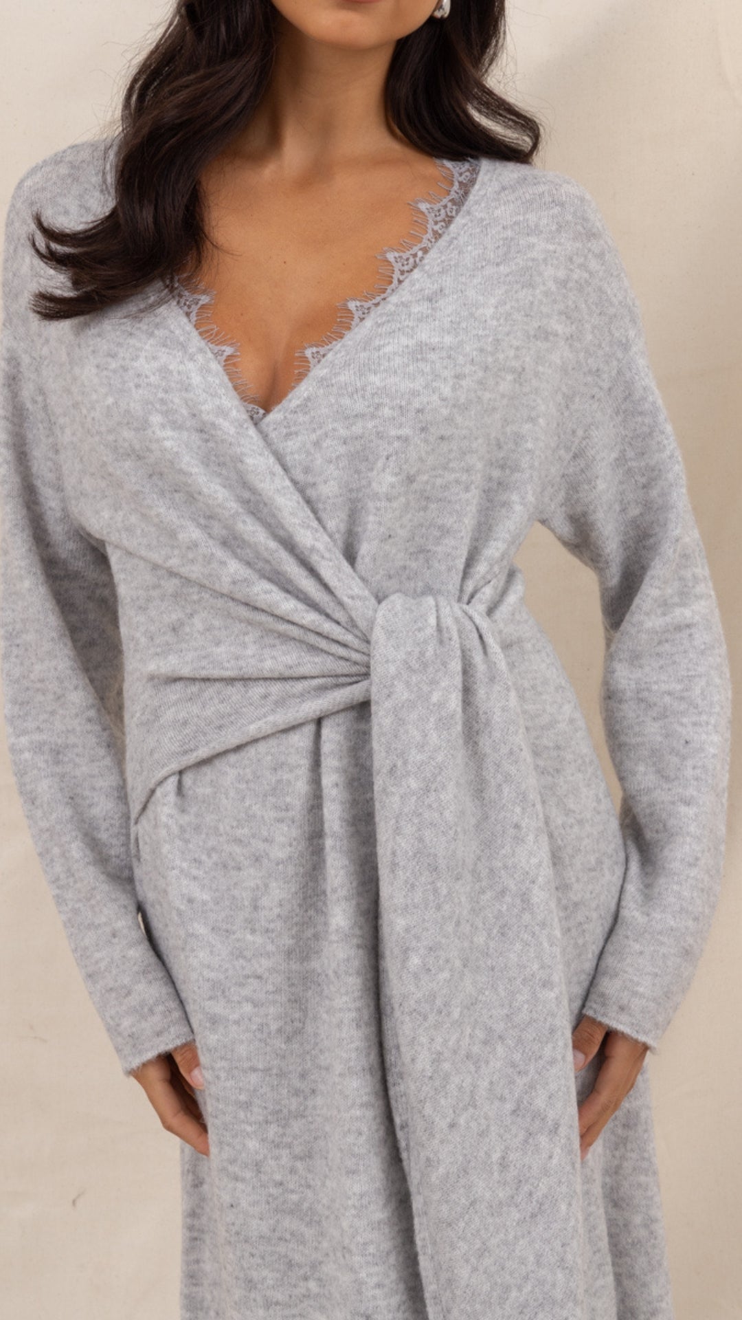Keira Knit Wrap Dress - Cloud Grey