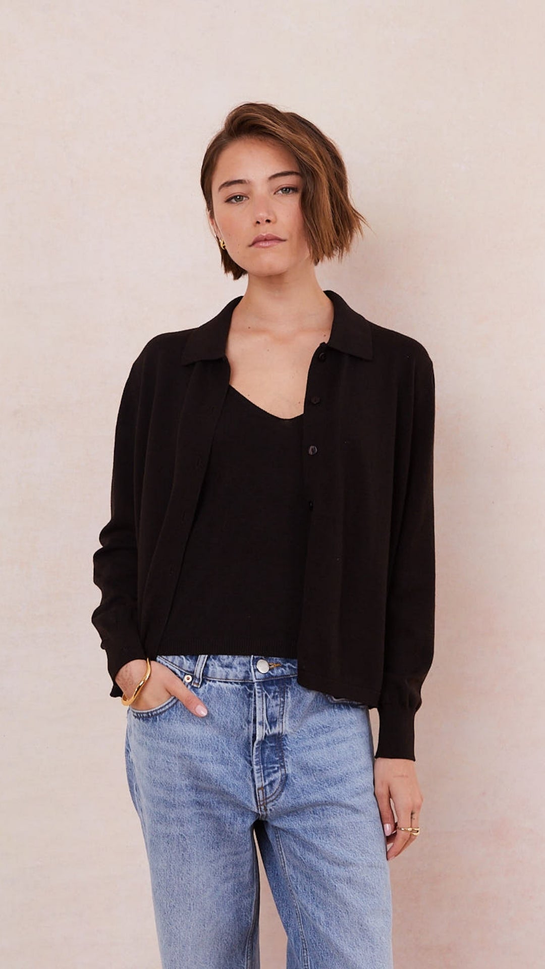 Kora Knitted Twin Set - Black