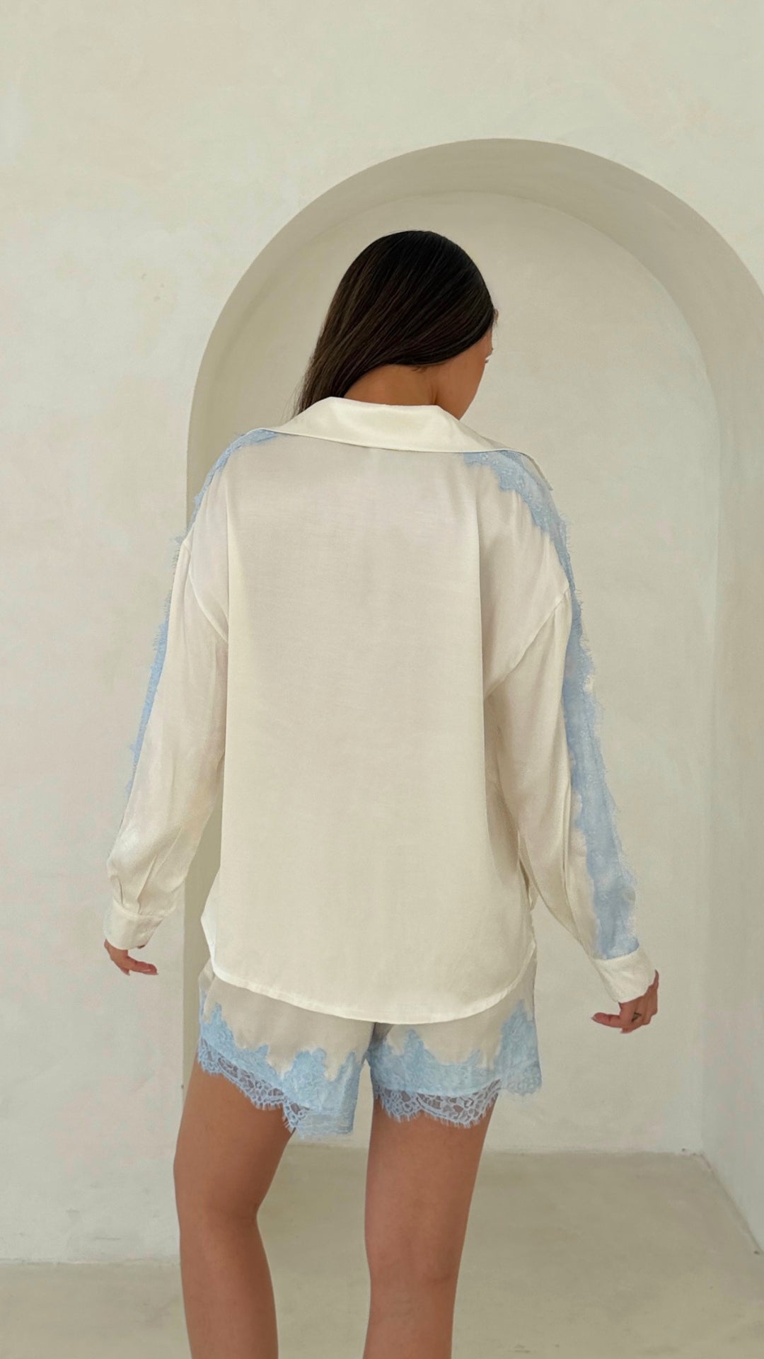 Cosima Satin Lace Shirt  - Ivory