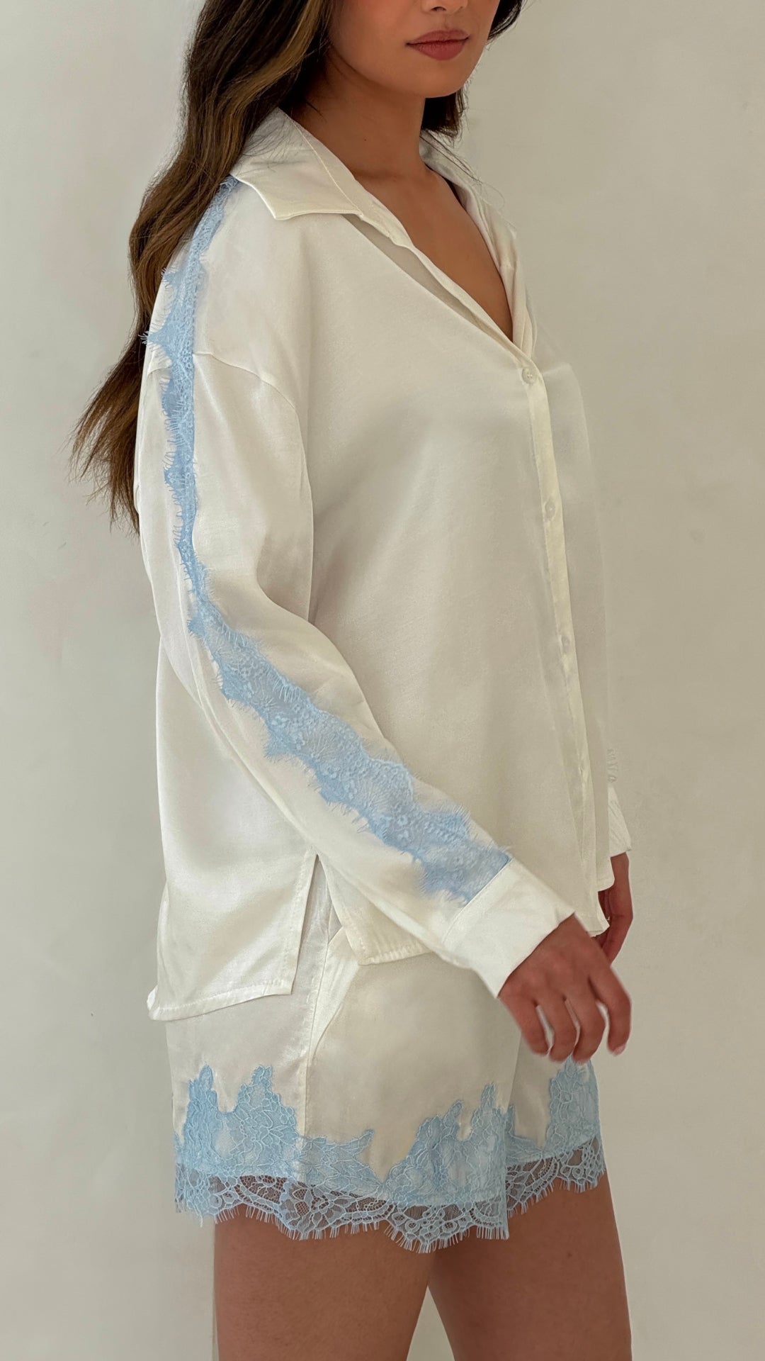 Cosima Satin Lace Shirt  - Ivory