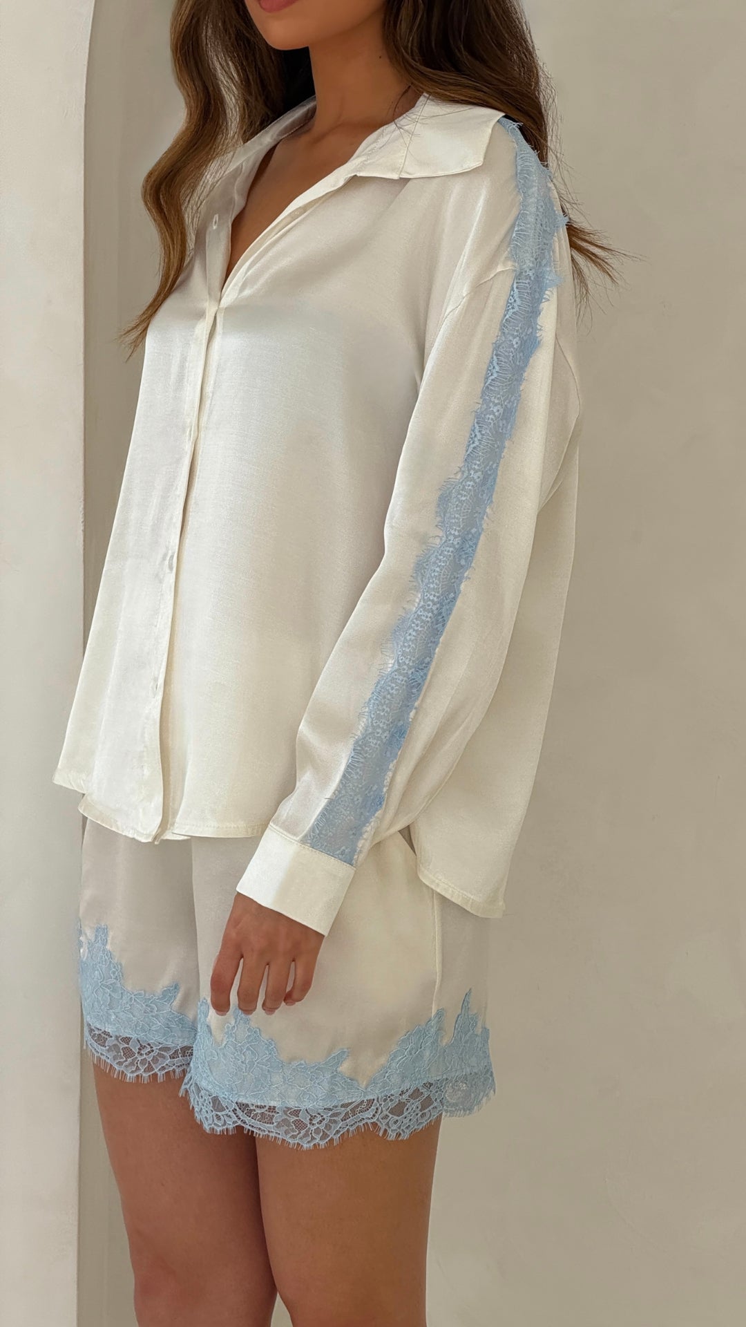 Cosima Satin Lace Shirt  - Ivory