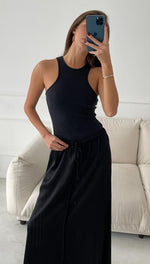 PHOEBE SATIN SKIRT - BLACK