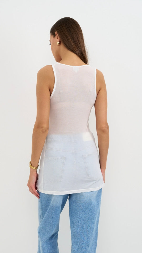 Lola Cashmere Jersey Vest - White
