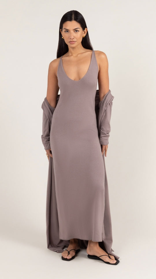 Sofia Knitted Slip Dress - Mink