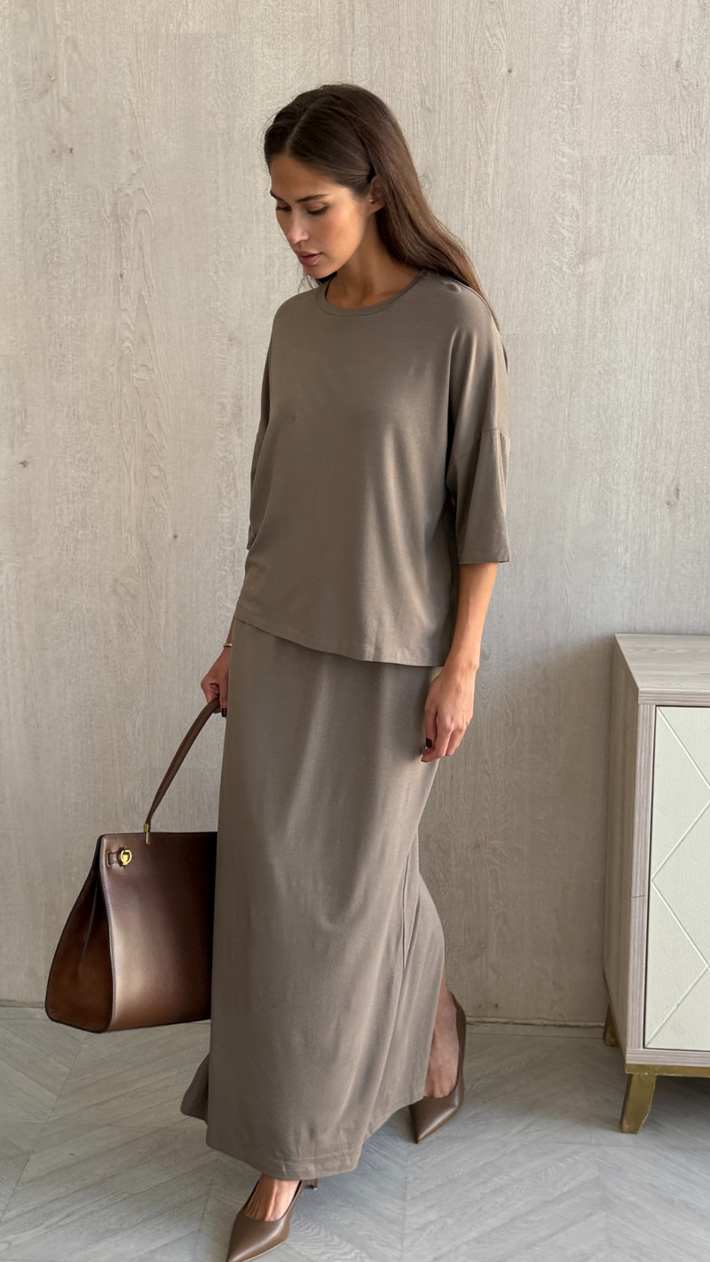 RAYA JERSEY TOP - TAUPE
