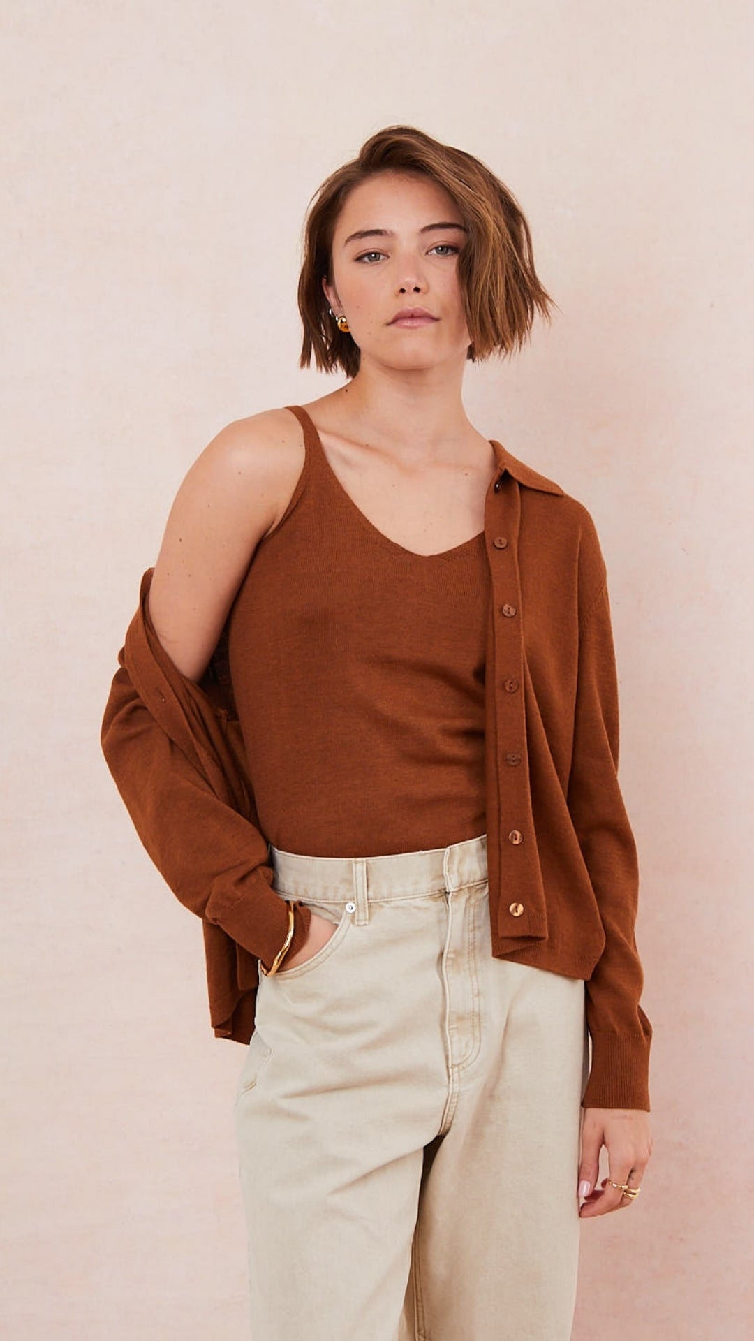 Kora Knitted Twin Set - Terracota