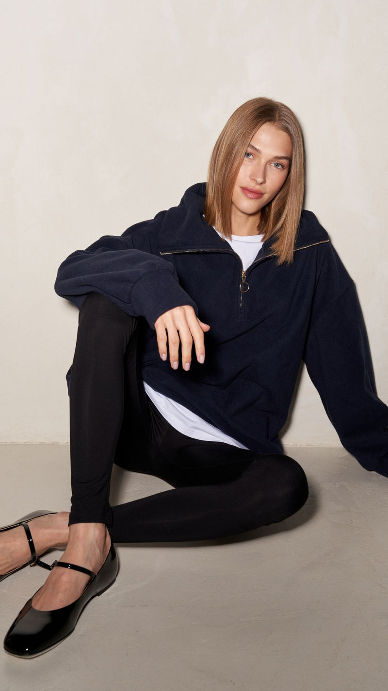 SOPHIE HALF ZIP SWEATER - NAVY
