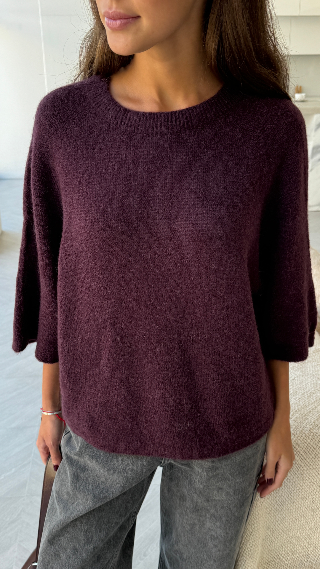 Piper Alpaca Knit - Dark Cherry