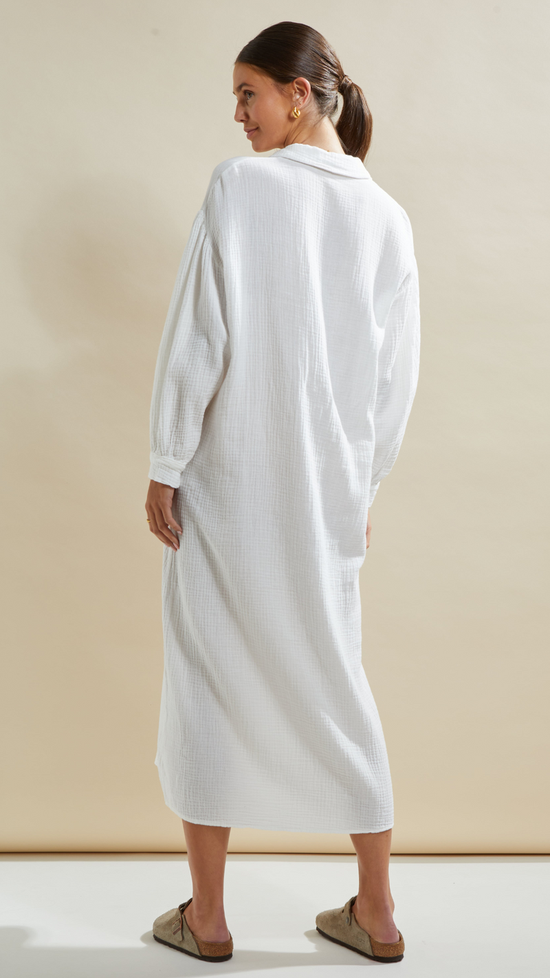 PALMA SHIRT DRESS - WHITE