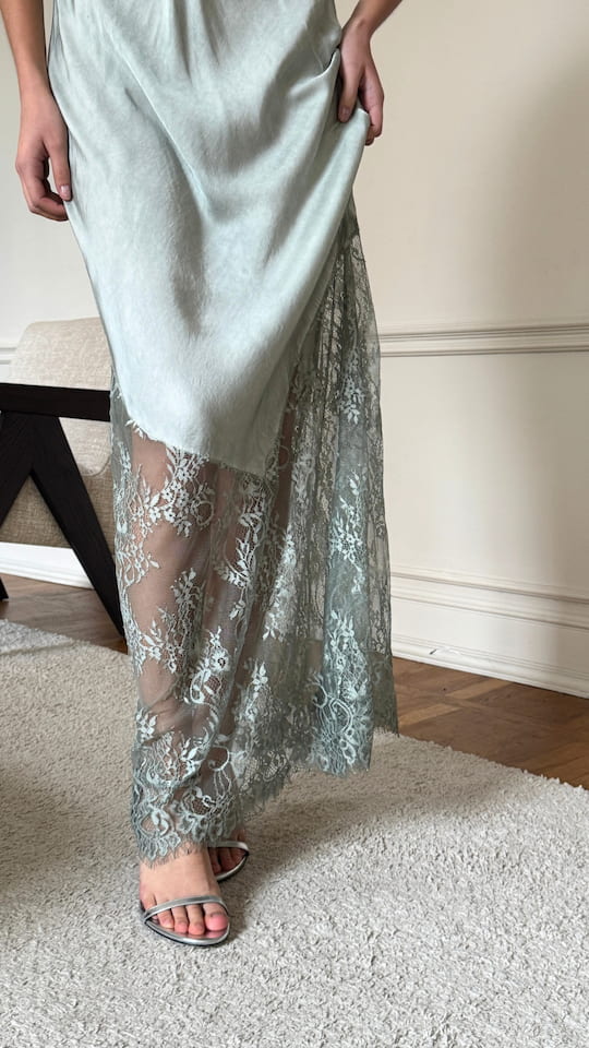 SOLANGE SLIP DRESS - SAGE
