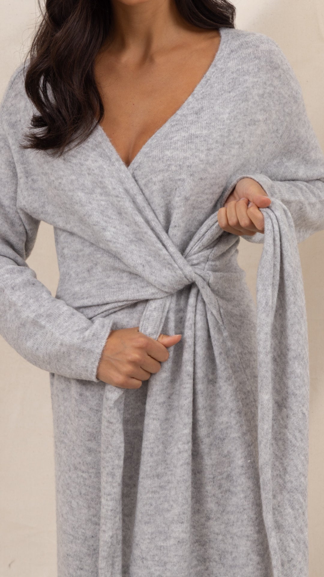 Keira Knit Wrap Dress - Cloud Grey