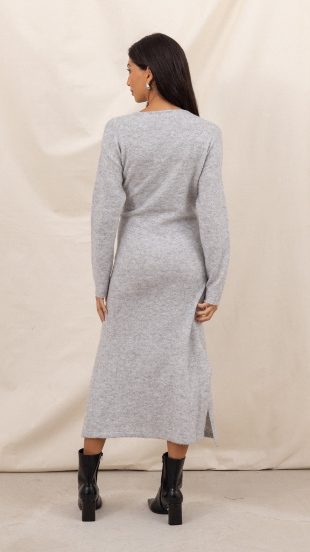 Keira Knit Wrap Dress - Cloud Grey