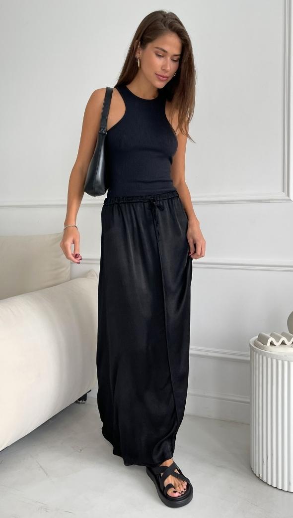 Phoebe Satin Skirt - Black