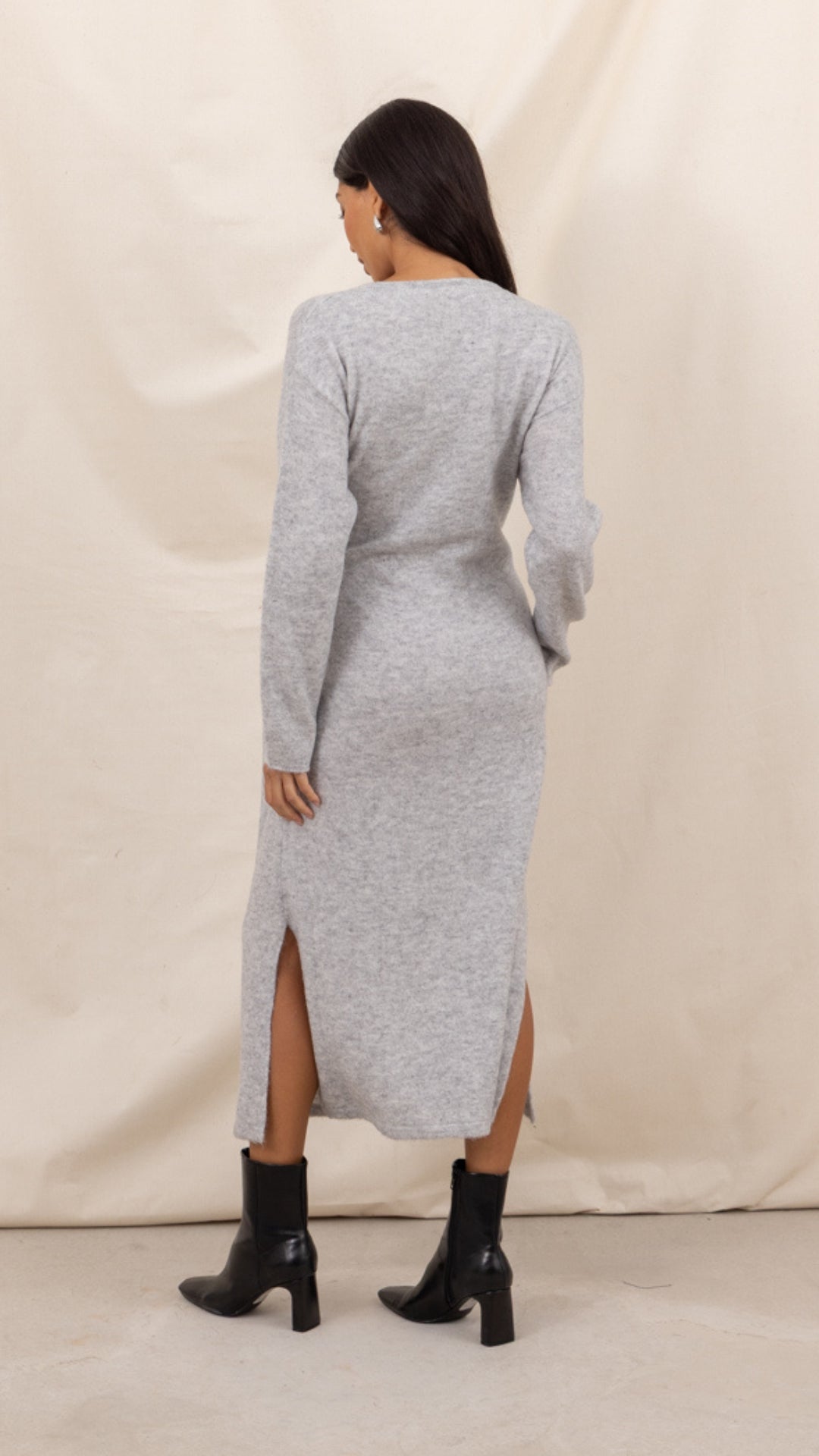 Keira Knit Wrap Dress - Cloud Grey