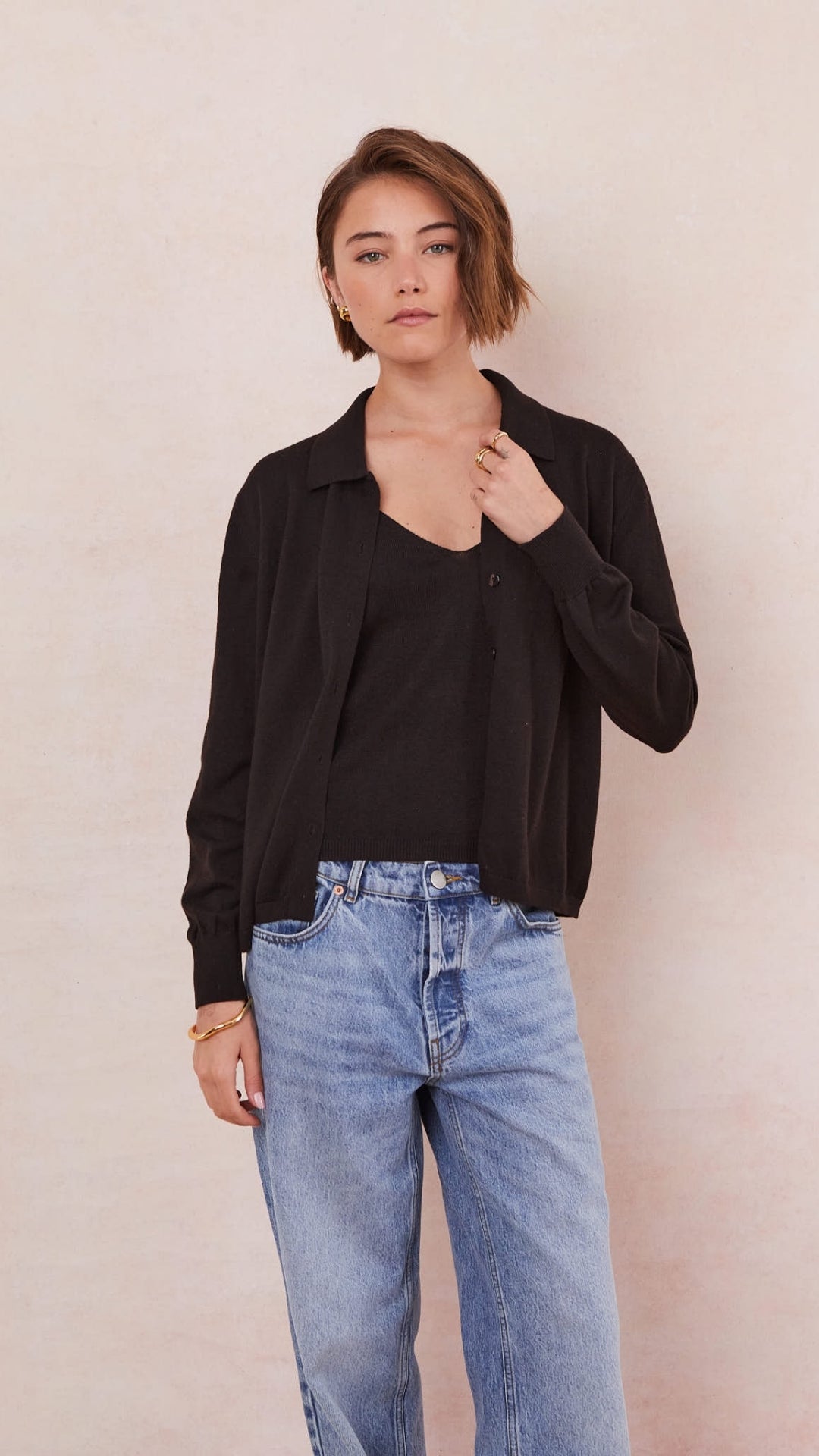 Kora Knitted Twin Set - Black