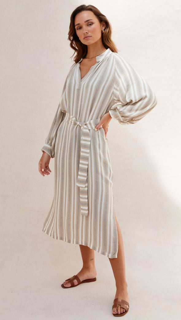 INES KAFTAN - TAUPE STRIPE