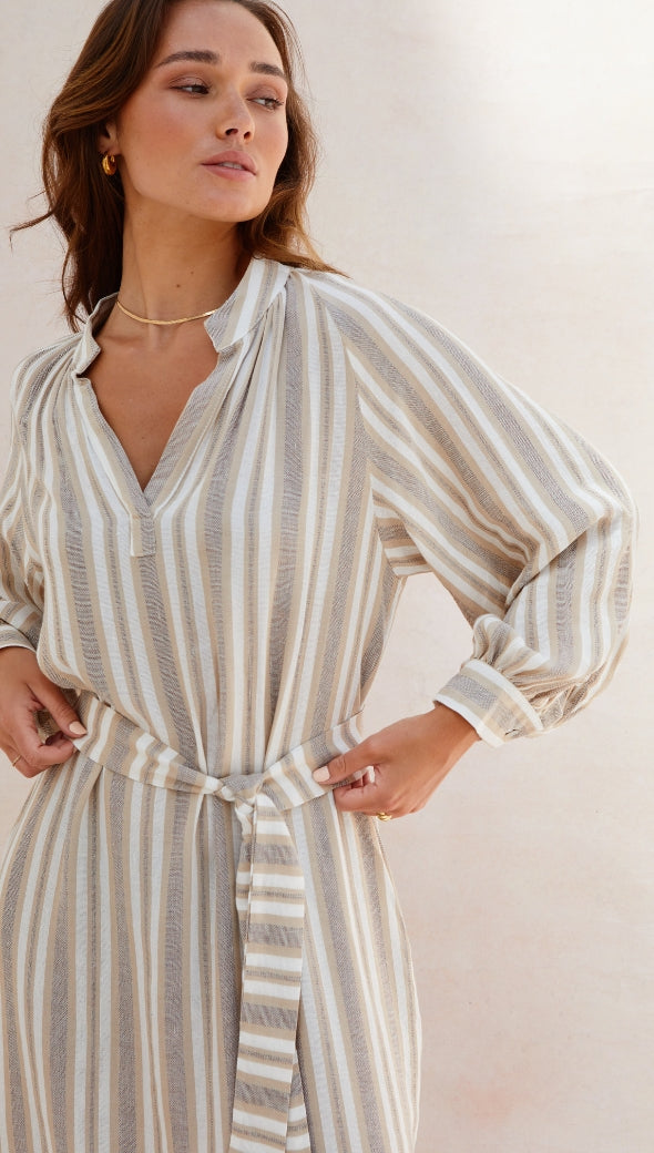 INES KAFTAN - TAUPE STRIPE