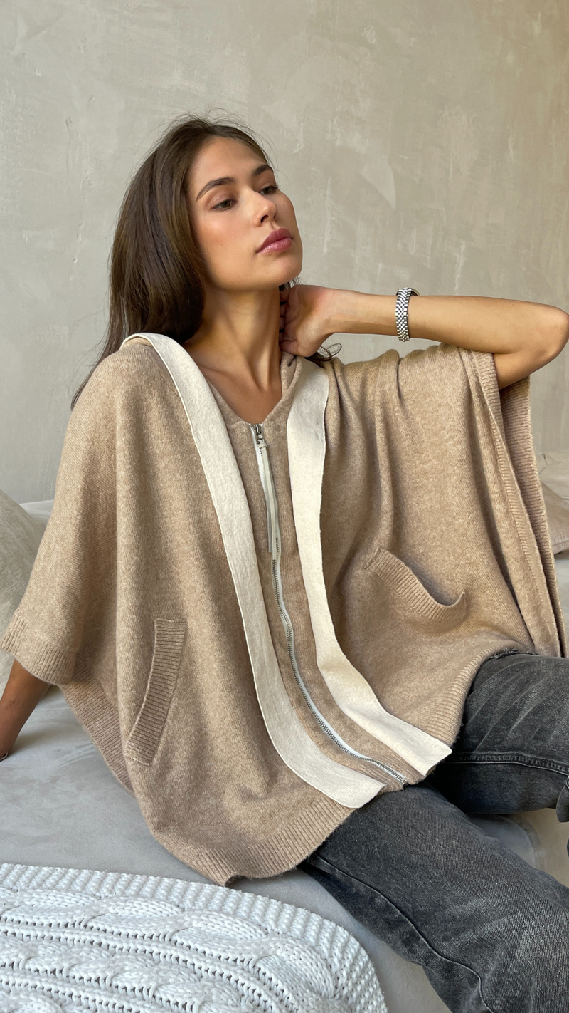 ABERY CARDIGAN - CAMEL/IVORY
